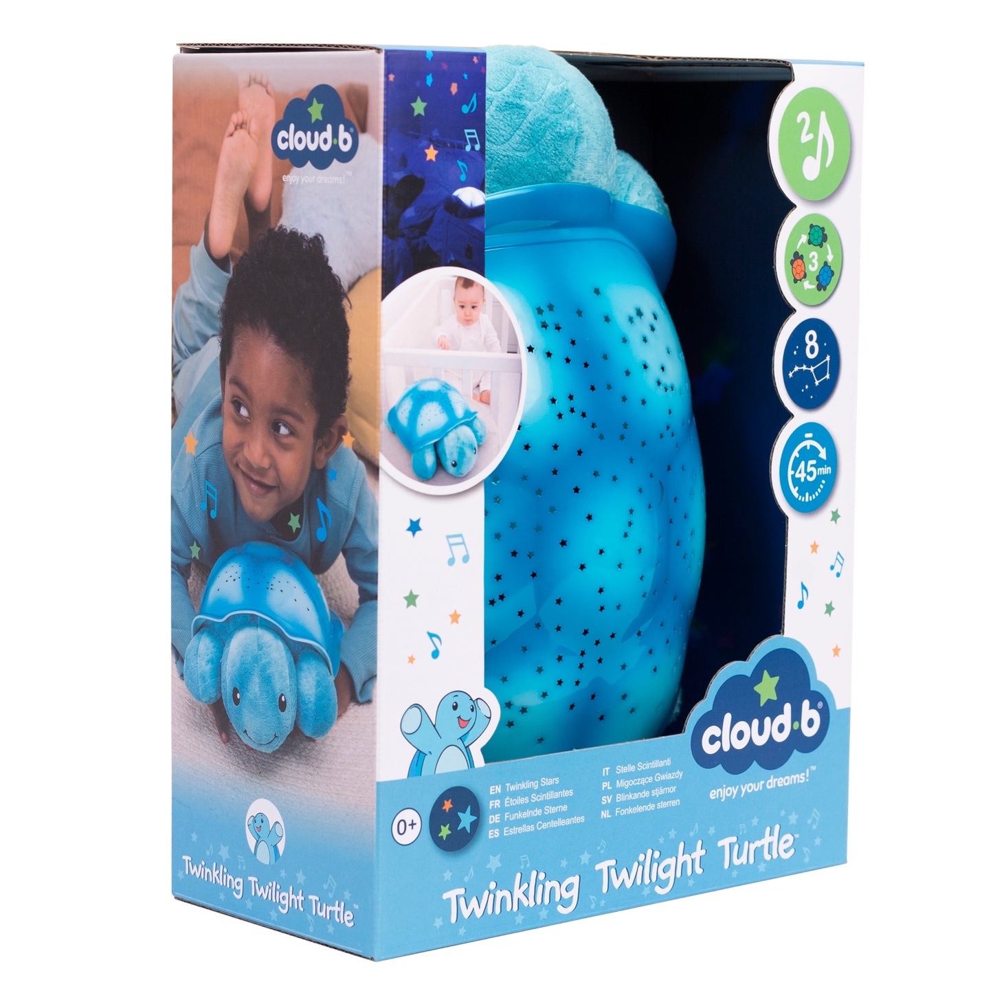 Twinkling Twilight Turtle - Aqua Star Projector Nightlight with Soothing Sounds