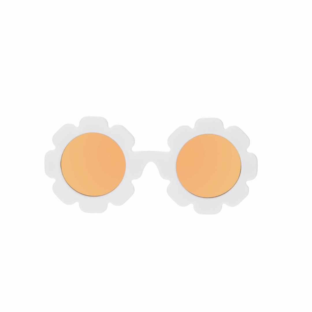 The Daisy: White Flower w/ Polarized Gold Lens Sunglasses