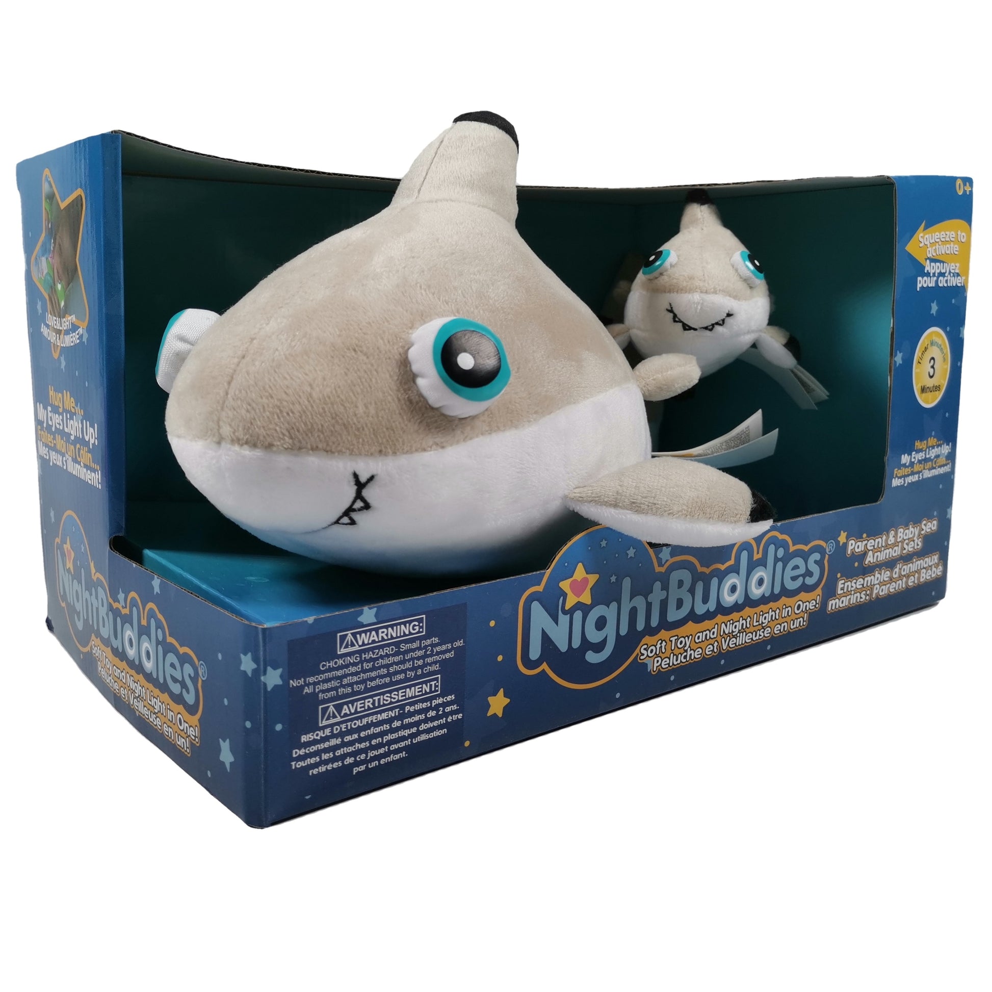 NightBuddies - Light-up Plush Shark Set - Around the Crib